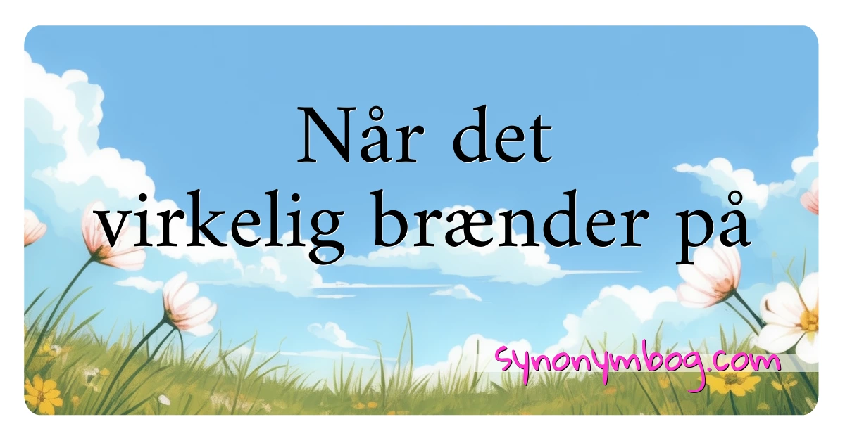 Når det virkelig brænder på synonymer krydsord betyder forklaring og brug