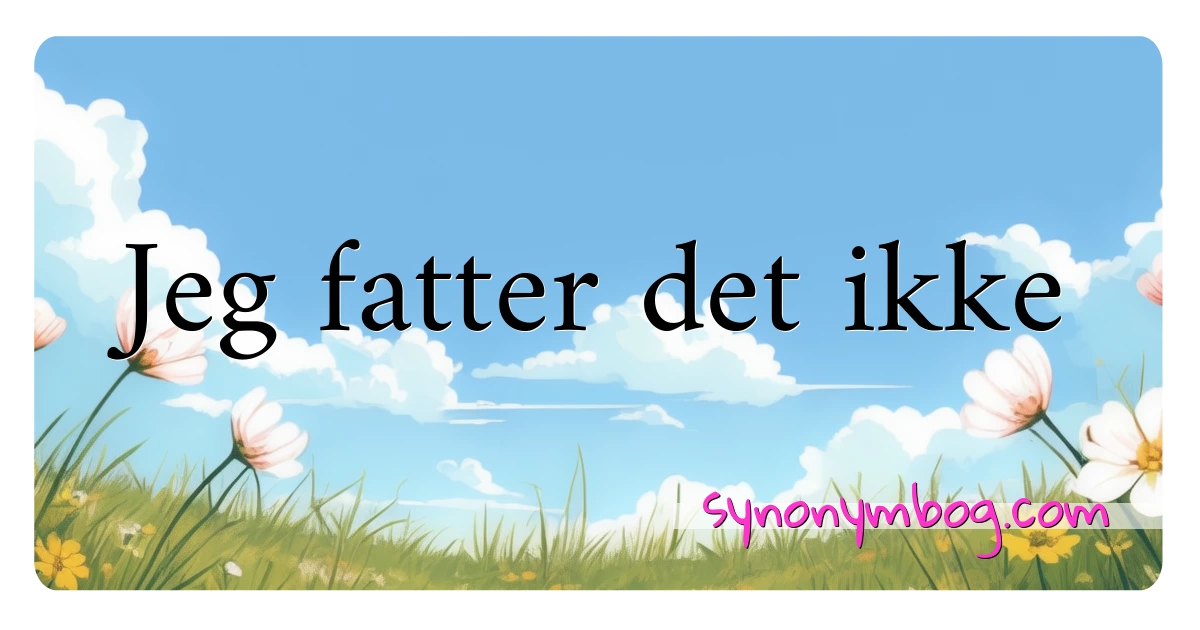 Jeg fatter det ikke synonymer krydsord betyder forklaring og brug