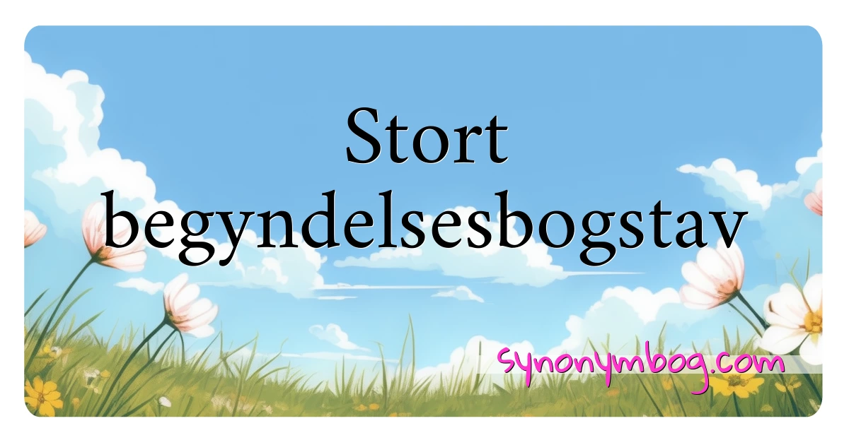 Stort begyndelsesbogstav synonymer krydsord betyder forklaring og brug